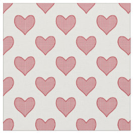 Romantisch Rood Check Gingham Hearts Custom Fabric Stof