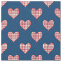 Romantisch Rood Check Gingham Hearts Custom Fabric