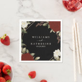 Romantisch rood Diep roos Bloemen Winter zwart bru Servet (Insitu)