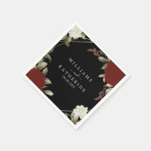 Romantisch rood Diep roos Bloemen Winter zwart bru Servet (Hoek)