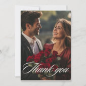 Romantisch rood Diep roos Bloemen winterfoto bruil Bedankkaart (Voorkant)