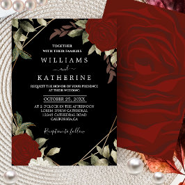 Romantisch rood Diepe kleur roos Floral Winter bru Kaart