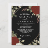 Romantisch rood Diepe kleur roos Floral Winter bru Kaart (Voorkant)