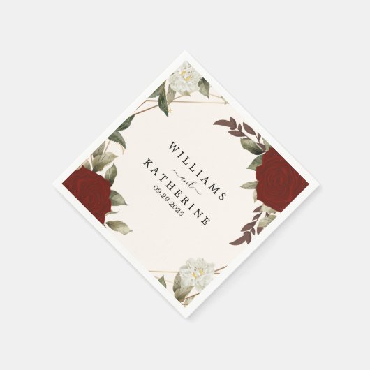 Romantisch rood Diepe kleur roos Floral Winter bru Servet (Hoek)