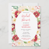 Romantisch rood en crème bloemen Vrijgezellenfeest Kaart (Voorkant)