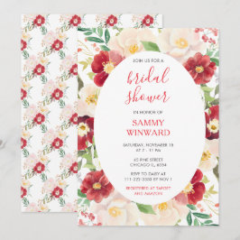 Romantisch rood en crème bloemen Vrijgezellenfeest Kaart