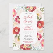 Romantisch rood en crème bloemen Vrijgezellenfeest Kaart (Voorkant)