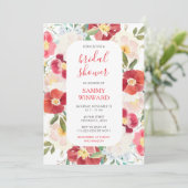 Romantisch rood en crème bloemen Vrijgezellenfeest Kaart (Staand voorkant)