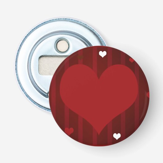 Romantisch Rood en Wit Love Me Heart Valentijn Button Flesopener (Voorkant)