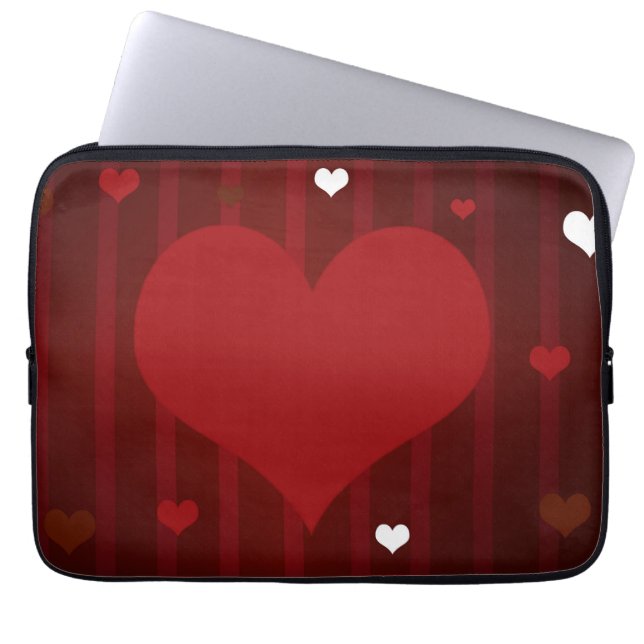 Romantisch Rood en Wit Love Me Heart Valentijn Laptop Sleeve (Voorkant)