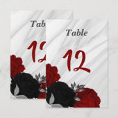 Romantisch rood en zwart bloemnummer kaart (Voorkant / Achterkant)