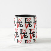 Romantisch rood en zwart patroon Love Design Mok (Midden)