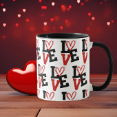 Romantisch rood en zwart patroon Love Design Mok