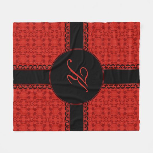 Romantisch rood en zwart personaliseren fleece deken (Voorkant (Horizontaal))