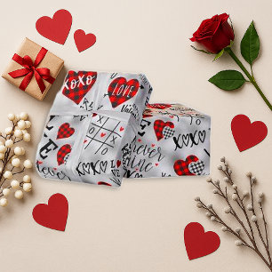 Romantisch rood geruit valentijnsontwerp cadeaupapier