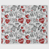 Romantisch rood geruit valentijnsontwerp cadeaupapier (Vlak)