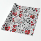 Romantisch rood geruit valentijnsontwerp cadeaupapier (Uitgerold)