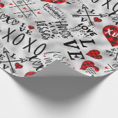 Romantisch rood geruit valentijnsontwerp cadeaupapier (Hoek)