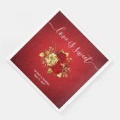 Romantisch Rood & Goud Roos Trouwdiner servetten (Hoek)