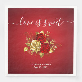 Romantisch Rood & Goud Roos Trouwdiner servetten