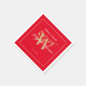 Romantisch rood & goud trouw elegant monogram papi servet (Hoek)