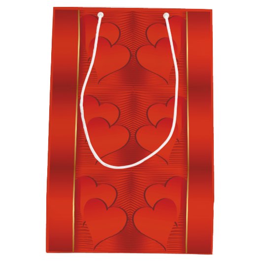 Romantisch rood gradiënt hartpatroon medium cadeauzakje (Achterkant)