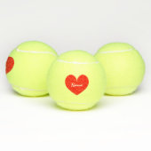 Romantisch rood hart, aangepaste naam geel tennisballen (Multi)