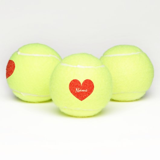 Romantisch rood hart, aangepaste naam geel tennisballen (Multi)