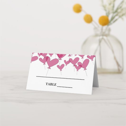 Romantisch rood hart ballon thema aangepaste bruil plaatskaartje (Voorkant)