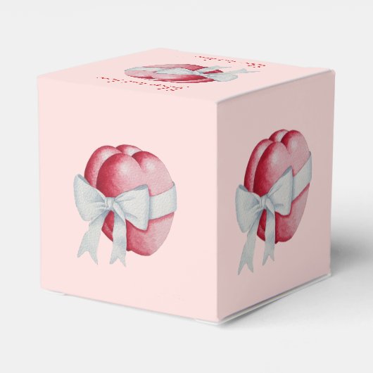 Romantisch rood hart gebonden aan witte lintboog bedankdoosjes (Achterkant)