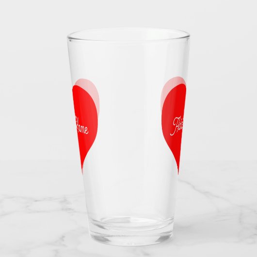 Romantisch rood hart gepersonaliseerd glas (Rechts)
