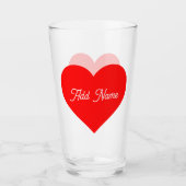 Romantisch rood hart gepersonaliseerd glas (Voorkant)