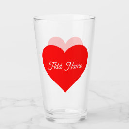 Romantisch rood hart gepersonaliseerd glas