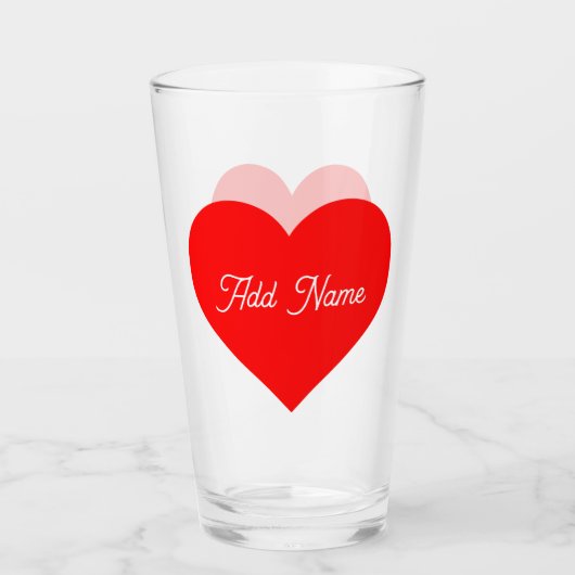 Romantisch rood hart gepersonaliseerd glas (Voorkant)