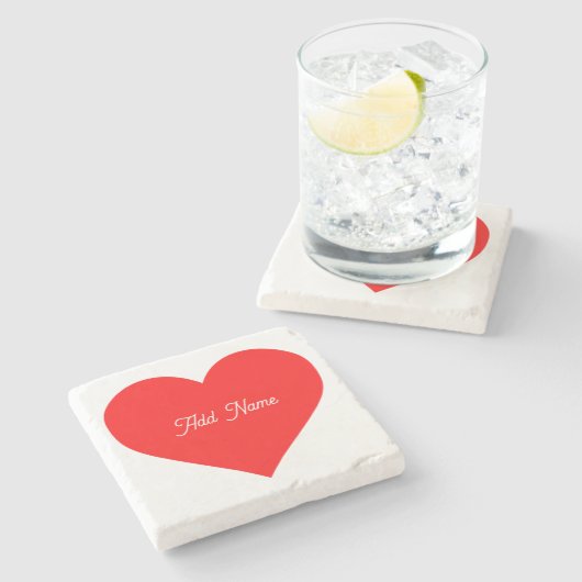 Romantisch rood hart gepersonaliseerd stenen onderzetter (Zijkant)