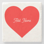 Romantisch rood hart gepersonaliseerd stenen onderzetter (Voorkant)
