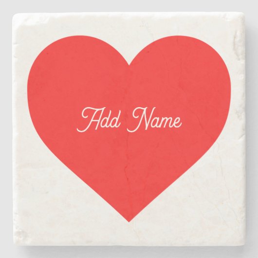 Romantisch rood hart gepersonaliseerd stenen onderzetter (Voorkant)