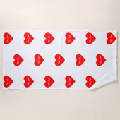 Romantisch rood hart gepersonaliseerd strandlaken (Voorkant)