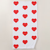 Romantisch rood hart gepersonaliseerd strandlaken (Voorkant)