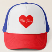 Romantisch rood hart gepersonaliseerd trucker pet (Voorkant)