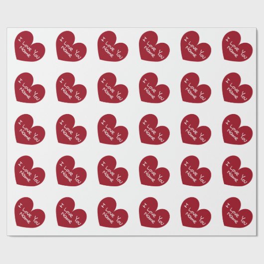 Romantisch rood hart Ik hou van je persoonlijke na Cadeaupapier (Vlak)