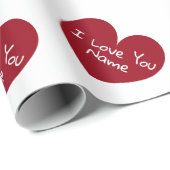 Romantisch rood hart Ik hou van je persoonlijke na Cadeaupapier (Rol Hoek)
