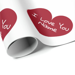 Romantisch rood hart Ik hou van je persoonlijke na Cadeaupapier