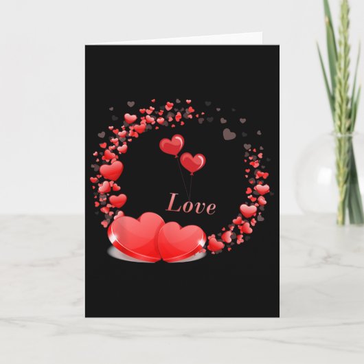 Romantisch Rood Hart Lloon Liefdesontwerp Voor Val Kaart (Voorkant)