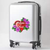 Romantisch rood hart met roze rozen sticker (Koffer)