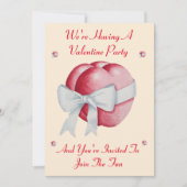 Romantisch rood hart met witte boog valentijn part kaart (Voorkant)