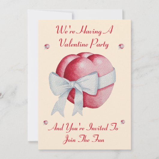 Romantisch rood hart met witte boog valentijn part kaart (Voorkant)