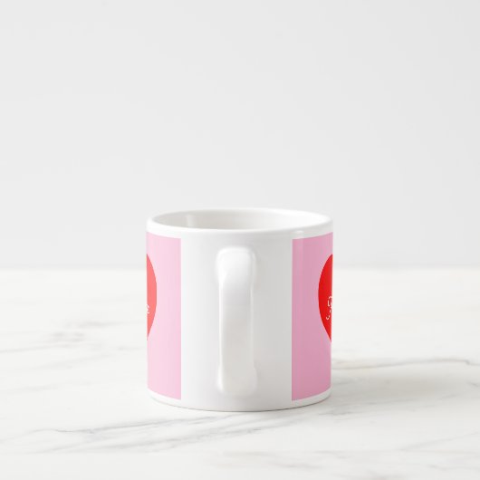 Romantisch rood hart pastel roze gepersonaliseerd espresso kop (Achterkant)