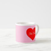 Romantisch rood hart pastel roze gepersonaliseerd espresso kop (Voorkant rechts)