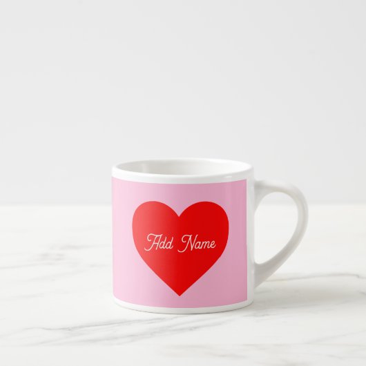Romantisch rood hart pastel roze gepersonaliseerd espresso kop (Rechts)